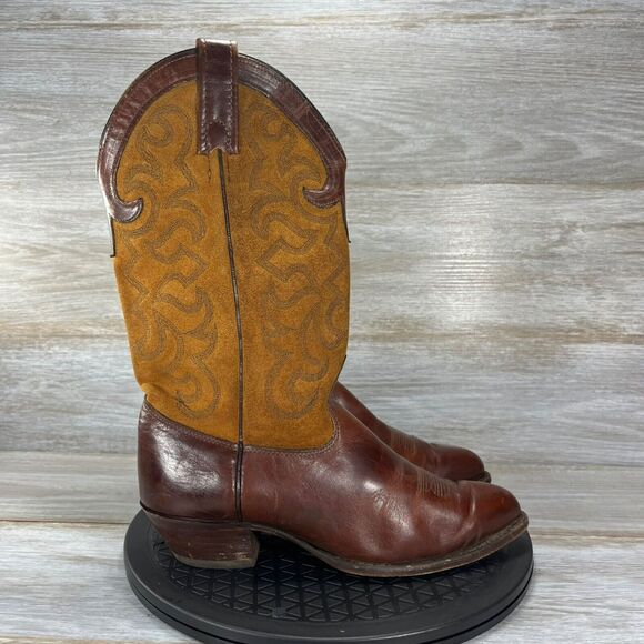 J.Chisholm Women's USA Brown Leather Suede Pointed Toe Western Boots Size 7.5 M - Picture 7 of 14